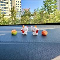 4/6/8pcs New Car Lucky Cat Cute Lucky Cat Animal Decoration Orange Fruit Car Center Console Rearview Mirror Creative Decorative Ornament