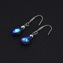 Fashion Water Drop Crystal Glass Earrings Faceted Prism Ear Hook Dangle Woman Feast Party Birthday Jewelry Gift