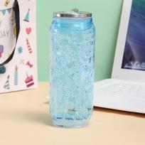 Kūrybiški skardinių tipo vandens puodeliai su šiaudeliu, be BPA, dvigubos sienelės, plastikiniai, vasaros, kolos, su susmulkintu ledu, lauko sporto gėrimo puodelis 450ml beige