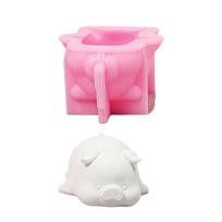 Piggy Statue Silicone Candle Molds for Epoxy Resin Home Decoration Animal Figurine Silicone Molds Soap Making Molds