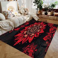Non-Slip Vintage Mandala Area Mat Bohemian Style Polyester Rug for Living Room Bedroom Entryway Vibrant Home Decoration Carpet 50X80CM