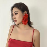 Colorful Floral Tassel Ear Cuffs with Diamond-set Chains for Women