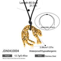 Youthway Balto cirkonio juodo aliejaus lašų leopardo pakabuko karoliai moterims, vintažiniai, vaškuotos gijos, ilga grandinėlė, nerūdijančio plieno karoliai
