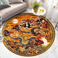 Round Area Rug With Traditional Chinese Dragon Patterns In Multiple Colors Exquisite Artistic Style Soft Durable Floor Decor 40x40cm