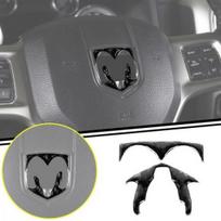 Carbon Fiber Interior Steering Wheel Center Cover Trim  For Dodge Ram 1500 10-15
