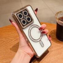 Blizgantis Deimantinis Skaidrus Danga Magnetinis Dėklas Xiaomi 14T Redmi Note 14 Pro Plus Dėl Magsafe Belaidžio Įkrovimo Bamperio Dangtelis For Xiaomi 14T Pro