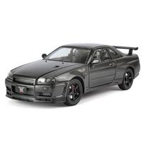 1/24 Nissan GTR-34 Carbon Fiber Version Rear-Mounted Physical Drive Four-Door Openable Alloy Material Boy's Birthday Gift juoda