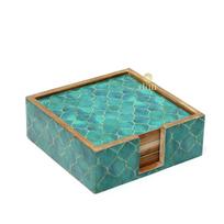 Puodelių padėkliukų rinkinys (6 vnt), Arbatos padėkliukų rinkinys iš 6 vnt. (10 x 10 cm, Mėlynai žali lašeliai),  Duli blue
