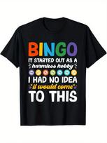 Funny Bingo Player Men's Black Cotton T-Shirt with Humorous Graphic Print Unisex T-Shirt XXXXL
