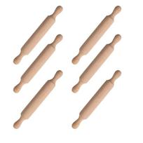 6 mažų medinių tešlos volelių rinkinys, vaikams pritaikyti kepimo įrankiai, įgūdžių ugdymas, virtuvės veiklos įrankis 1 beige