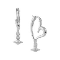 Vivienne Westwood Emily Saturn Heart Hollow Ring Design Earrings Women earrings Silver Brass 62020173-02P019 Basic Packaging-Dust Bag+Box