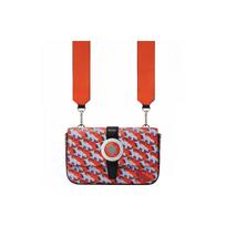 Montblanc X Maison Kitsuné Collaboration Casual Logo Leather Clutch Crossbody Bag Men bags Orange 129017 Basic Set (Bag+Dust Bag)