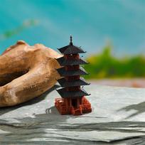 Mini Pagodos Statulėlė Kinijos Senovinio Pastato Modelis Paviljonų Dekoracijos Imitacinė Statulėlė Zen Sodas Akvariumas Bonsai Dekoracija 1pc