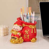 Cartoon Unique Panda Pen Holder Resin Ornament Student Graduation Big Cap Desktop Decoration Kids Holiday Gift