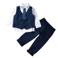 Mažylis, berniukas, marškiniai, liemenė, kaklaraištis, kelnės, formalus kostiumas, apranga, drabužių rinkinys 5-6 Years blue
