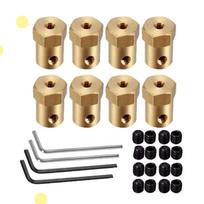 4PCS 3/4/5/6/7/8mm Hexagonal Brass Shaft Coupling Motor Transmission Connector With Screws Wrench Model Car Wheels Tires Shaft 3mm