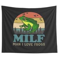 Aertemisi MILF Man I Love Frogs Tapestry Wall Hanging Art for Bedroom Living Room Decor College Dorm Party Backdrop Home 74x94cm(29x37in)