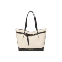 Michael Kors M Emilia Crocodile Pattern Woven Logo Large Capacity Canvas Tote Shopping Bag Women Tote Black 35T1GU5T7C-BLACK Basic Set (Bag+Dust Bag)