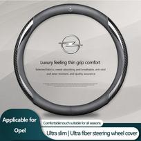 Leather Carbon Fiber Car Emblem Steering Wheel Cover For Opel Astra C G H Insignia J K Zafira B Corsa Vectra C Corsa C black