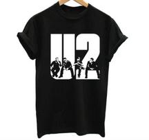 Vintažiniai U2 grupės nariai, trumparankoviai, medvilniniai, juodi, visų dydžių, unisex marškinėliai XL