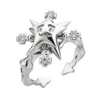 Fidget Spinner Ring Anxiety for Women Girls Multiple Crystal Five-pointed Star Ring Rotate Anti Stress Wedding Jewerly 1
