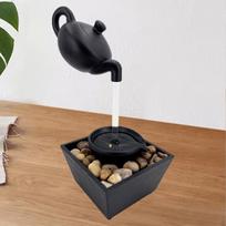 Floating Teapot Water Fountain with Light and Stones,Relaxation Waterfall Tabletop Decoration for