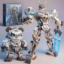 Panda Building Blocks Mecha Building Blocks Transformable Robot Building Blocks Animal Building Blocks Children Toy Holiday Gift