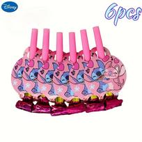 6pcs Disney Stitch Blowing Dragon, suitable for birthday celebrations and theme events