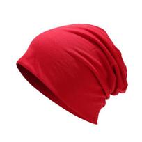 Beanie Hat Double-layers Thin Stretchy Slouchy Baggy Keep Warm Solid Color Spring Autumn Women Men Couple Skull Cap for Outdoor raudona