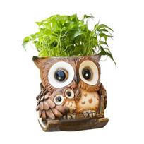 Cute Owl Planter Small Rocking Chair Animal Flower Pots with Drainage Hole Resin Plant Container for Outdoor Indoor Plants ruda
