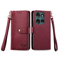 Piniginės dėklas Motorola Moto G Power 2025 G 5G G96 G86 G64 G56 G75 G66Y G55 Su užtrauktuku kišenė-piniginė su riešo dirželiu, Atverčiamas kortelių laikiklis For Moto G62 raudona
