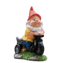 Riding Bike Gnome Statue with Fine Carving Decorative Figurines