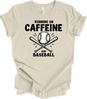 Running on Caffeine & Baseball | Funny Sports Mom Gift | Game Day Trend T-shirt XXL