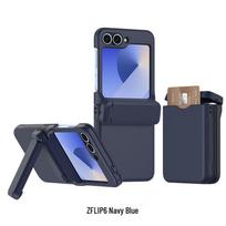 CAXITON Samsung Z Flip 6 Foldable Hinge Wallet Case tamsiai mėlyna spalva