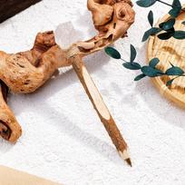 Wooden Ballpoint Pen Natural Rough Crystal Raw Stone Scepter Pen Writing Pen  Stationery Gift 2