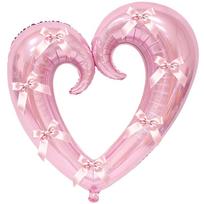 40inch Giant Heart-Shaped Foil Balloon with Pink Bows Multi-Colored for Valentine's Day Wedding Birthday Party Decor Photo Props
