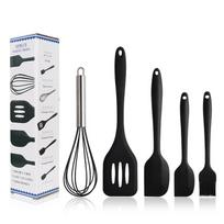 Kitchen Utensils Items Utensil Sets Silicon Spatula Cake Decoration Heat Resistant 100% Food Grade Silicone 41/42/44/90/109G (Black,Xl) juoda