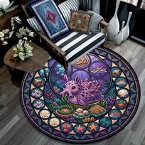 Underwater Sea Life Scene Round Area Rug Under Office Chairs Bedroom Living Room Home Decor 80cm x 80cm