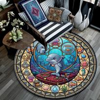 Oceanic Glass Fantasy Round Area Rug Under Office Chairs Bedroom Living Room Home Decor 80cm x 80cm