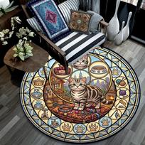 Royal Cats Kingdom Round Area Rug Under Office Chairs Bedroom Living Room Home Decor 80cm x 80cm