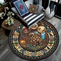 Symbols Glass Round Area Rug Under Office Chairs Bedroom Living Room Home Decor 80cm x 80cm
