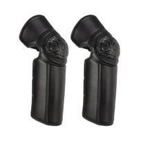 1 Pair Winter Motorcycle Warm Kneepad Motorbike Riding Knee Pads Cold And Warm Pu Windproof Thickened And Plush Leg Guards Plush In Black