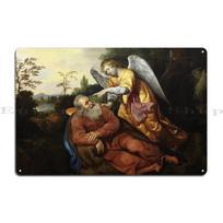 Anonymous Angel Wakes Elias In The Desert th Century Oil On Canvas Metal Signs Mural Pub Rusty Create Design Tin Sign Poster 20x30cm（7.8x11.8inch）