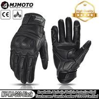 Summer Retro Motorcycle Gloves Breathable Hole Motocross Gloves Anti-fall Motorbike Gloves Touchscreen Men's Biker Gloves M-XXL M black