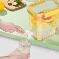 With Spigot Drink Dispenser Plastic Fruit Teapot Portable Water Container  Summer Drinks Yellow-3.5L