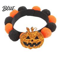 Adjustable Pet Collar Halloween Pom-pom Cat Collar Cute Pumpkin Bat Witch Dog Funny Costume Orange And Black Pom-poms for Cats Dogs Comfortable S