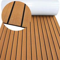 2400*450mm Eva Foam Faux Teak Boat Deck Mat Sheet Yacht Marine Floor Waterproof Pontoon Brown Black Flooring MotorBoats Jet brown black