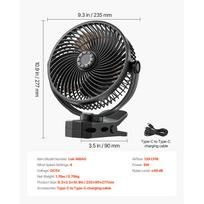 SucceBuy Plant/Portable Clip Rechargeable Fan USB Port with Circulation Mode Smart Control Powerful Oscillating Long Runtime