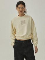 Mc Wood Gun Akarit 3411 Logo Embroidered Cream Crop Sweatshirt S