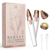 RERANT 2-in-1 Eyebrow Trimmer and Facial Hair Remover for Women, Rechargeable Electric Face Razor with Built-in LED Light, Painless Precision Eyebr